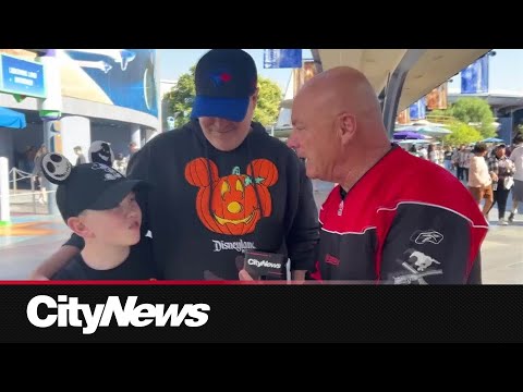Blue Jays fans in Los Angeles proudly representing Canada