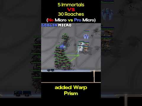 5 Immortals vs 30 Roaches - No Micro vs Pro Micro