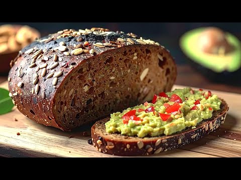 Mehlfreies, glutenfreies Brot mit Avocado‑Zwiebel‑Topping
