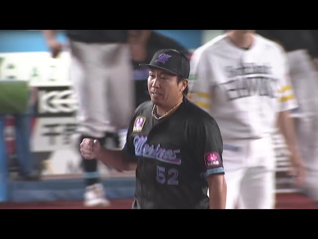 【9回表】通算248セーブ目!! マリーンズ・益田直也 最後の打者を抑えガッツポーズ!! 2025年8月5日 千葉ロッテマリーンズ 対 福岡ソフトバンクホークス