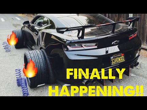 LOWERING MY CAMARO ON H&R SPRINGSS!!!!