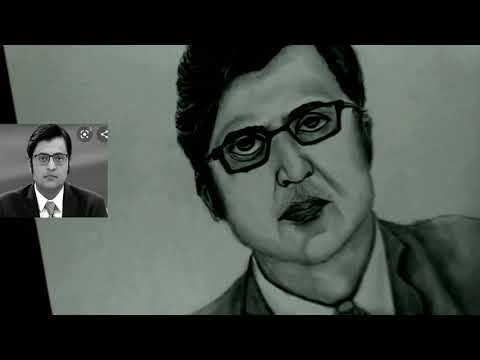 Portrait drawing step by step of journalist Arnab Goswami || Republic India ||