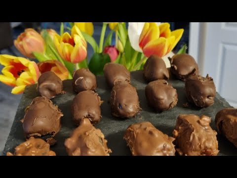Chocolate dates stuffed with walnuts