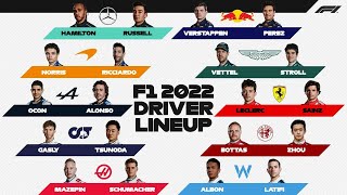PILOTI UFFICIALI FORMULA 1 2022 TEAM DRIVER LINE UP NUOVI PILOTI F1