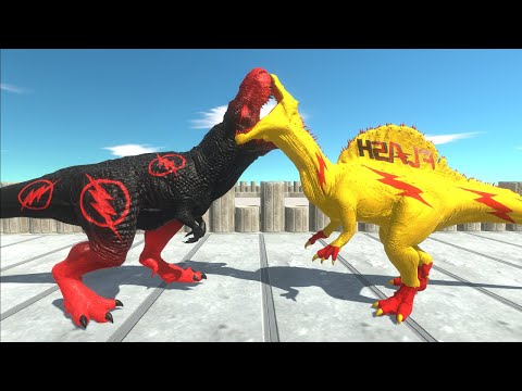 DEATH RUN - FLASH T-REX vs  FLASH SPINOSAURUS Animal Revolt Battle Simulator