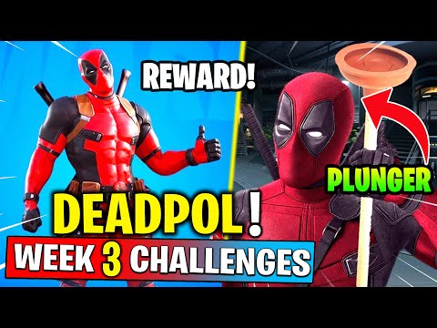 Deadpool Week 3 Challlenges - Find Toilet Plunger , Destroy Toilets! Fortnite Chapter 2 - Season 2
