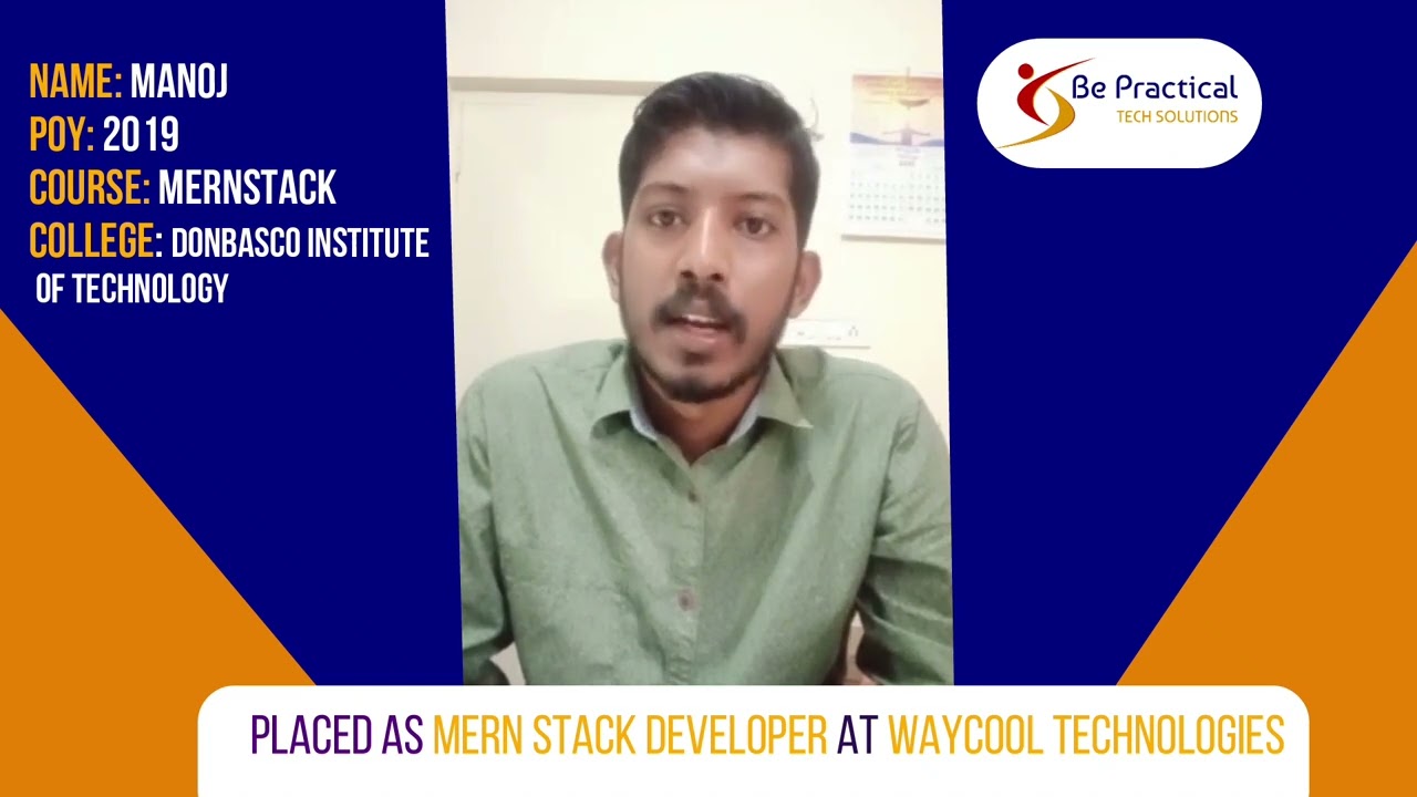 Be-practical Placement Reviews | Placed as MERN Fullstack Developer at Waycool Technologies