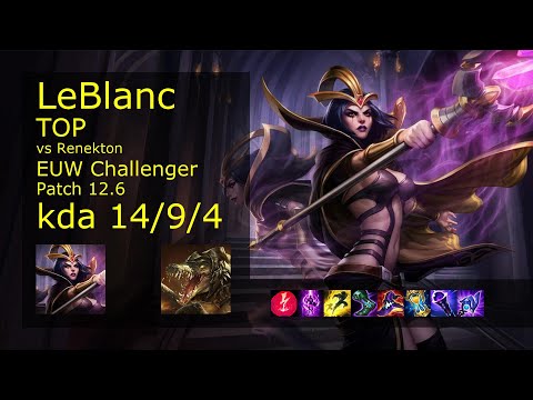 Rank 1 EUW LeBlanc Top: LeBlanc vs Renekton