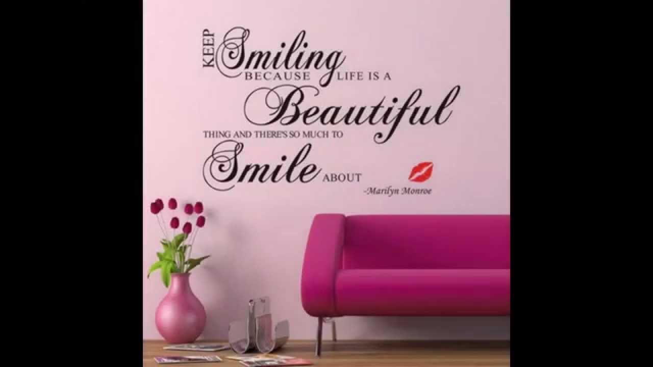 Beautiful Smile Quote Removable Vinyl Wall Decal Stickers Home Decor Mural Lots