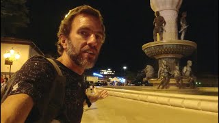 The Nightlife Street Scene in Skopje, North Macedonia