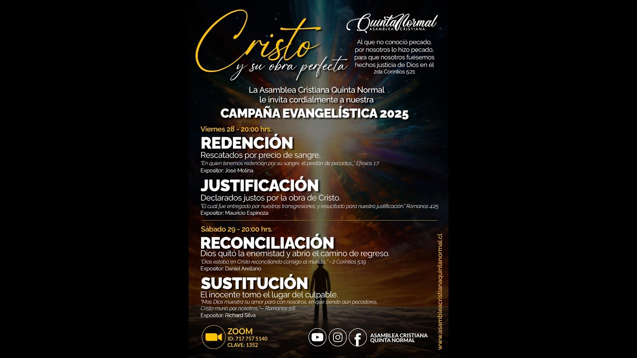 Miniatura de Campaña Evangelistica: Redención - Justificación 28/11/25 | José Molina - Mauricio Espinoza