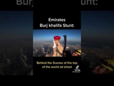 Emirates flight attendant on top of Burj Khalifa well done 👍