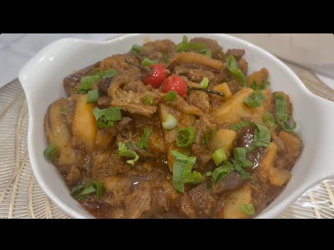 Fried/Stew Balanjay and Beef (Eggplant Dish)