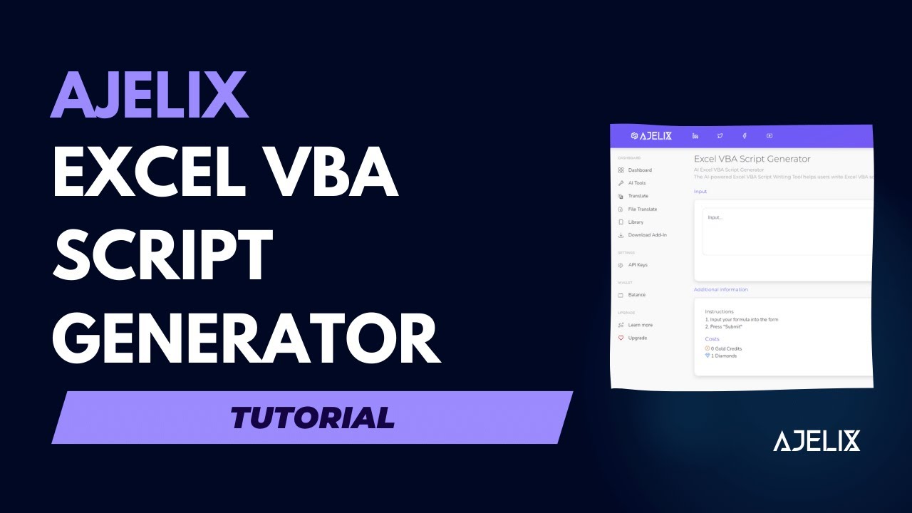 AI in Excel - Excel VBA Script Generator - Learn VBA Script - Automate Your Excel - Ajelix Tutorial