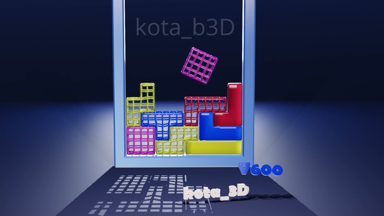 Tetris Softbody Mesh 600 / Blender Animation #softbody #games #tetris #gaming #animation #puzzle