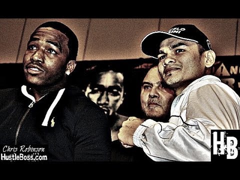 Adrien Broner and Marcos Maidana face off following their final press conference in San Antonio