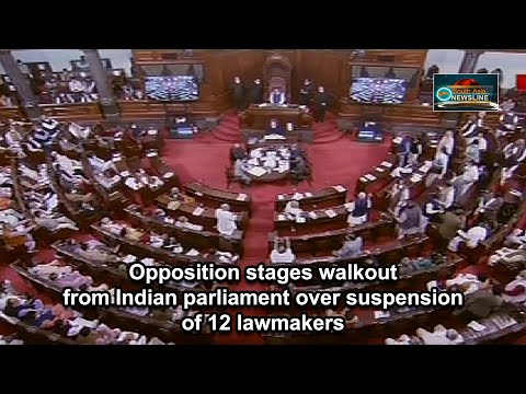 Opposition stages walkout from Indian parliament over suspension of 12 lawmakers