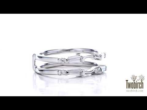 0.46 ct. Baguette and Round Solitaire Enhancer - TwoBirch  TB-GUARD-0059-WG-H