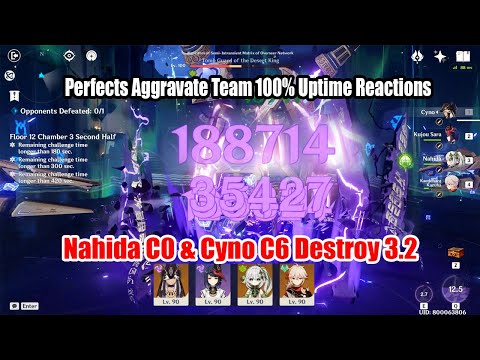 Nahida C0 & Cyno C6 Destroy 3.2 - Perfect Aggravate Team 2.2M HP Combo Showcase