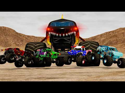 4 Monster Trucks VS Police INSANE Chase!