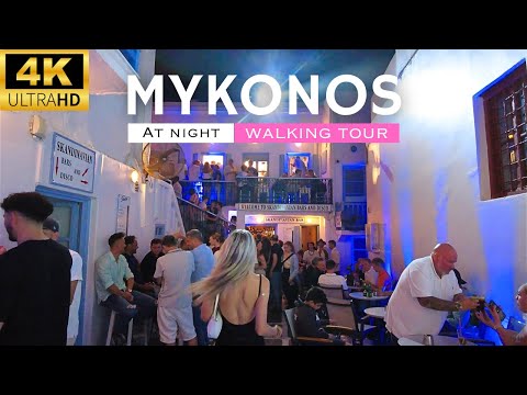 Mykonos Night Walk POV | Greece Virtual Walking Tour [4K]
