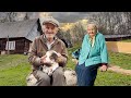 Happy Old Age Of An Elderly Couple In A Mountain Village Far From Civilization