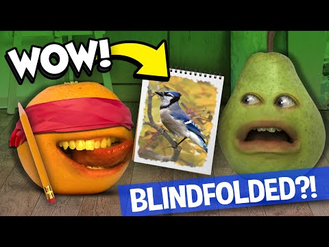 迷惑なオレンジ～目隠しお絵かきチャレンジ (Annoying Orange - Blindfolded Drawing Challenge!)