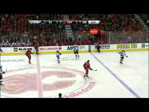 Patrick Marleau goal 20 Jan 2013 San Jose Sharks vs Calgary Flames. NHL Hockey