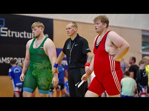 Olavi Reilent (EST) vs Pius Baldysius (LTU) 130kg. Greco-roman men wrestling.