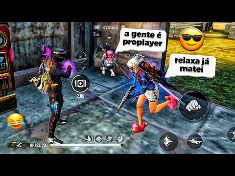 CAI COM UMA LINE FEMININA NA RANQUEADA E ELAS ME CARREGARAM 😂😅 - FREE FIRE