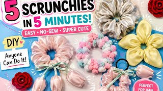 5 DIY Scrunchies in 5 Minutes ✨ Easy & Aesthetic Hair Accessories Using Leftover Fabric