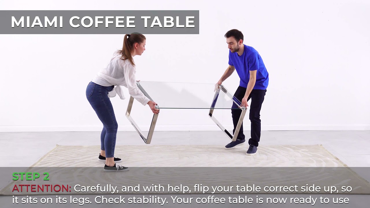 Watch video How to assemble the Miami Modern Clear Glass And Chrome Metal Coffee Table from Furniturebox UK Now How to assemble the Miami Modern Clear Glass And Chrome Metal Coffee Table from Furniturebox UK