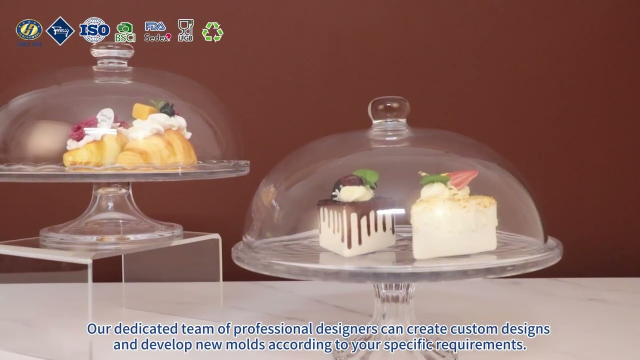 European High-foot Glass Cake CoverRestaurant Dessert Fruit Plate Buffet Dome with Lid Dessert Cover