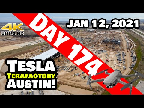 Tesla Gigafactory Austin 4K  Day 174 - 1/12/21 - Tesla Terafactory Texas - OVERFLOWING WITH STEEL!