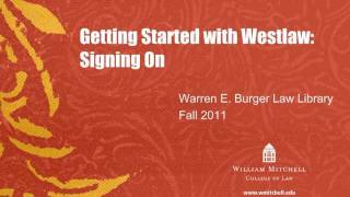 Getting Started With Westlaw