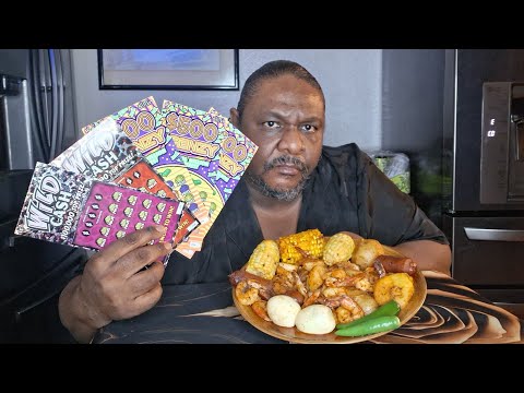 Shrimp Seafood boil and five  $5 dollar lottery  tickets 