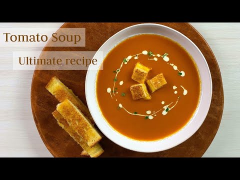Easy tomato soup with grilled cheese croutons/sticks