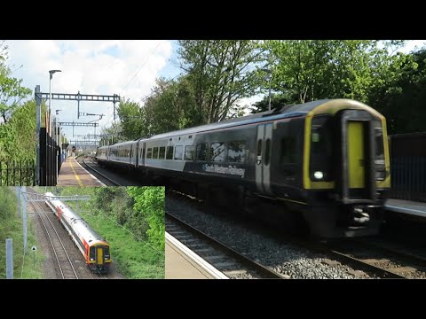 UK: South Western Railway (SWR) Class 158 & 159 DMUs pass Reading West on Reading-Salisbury services