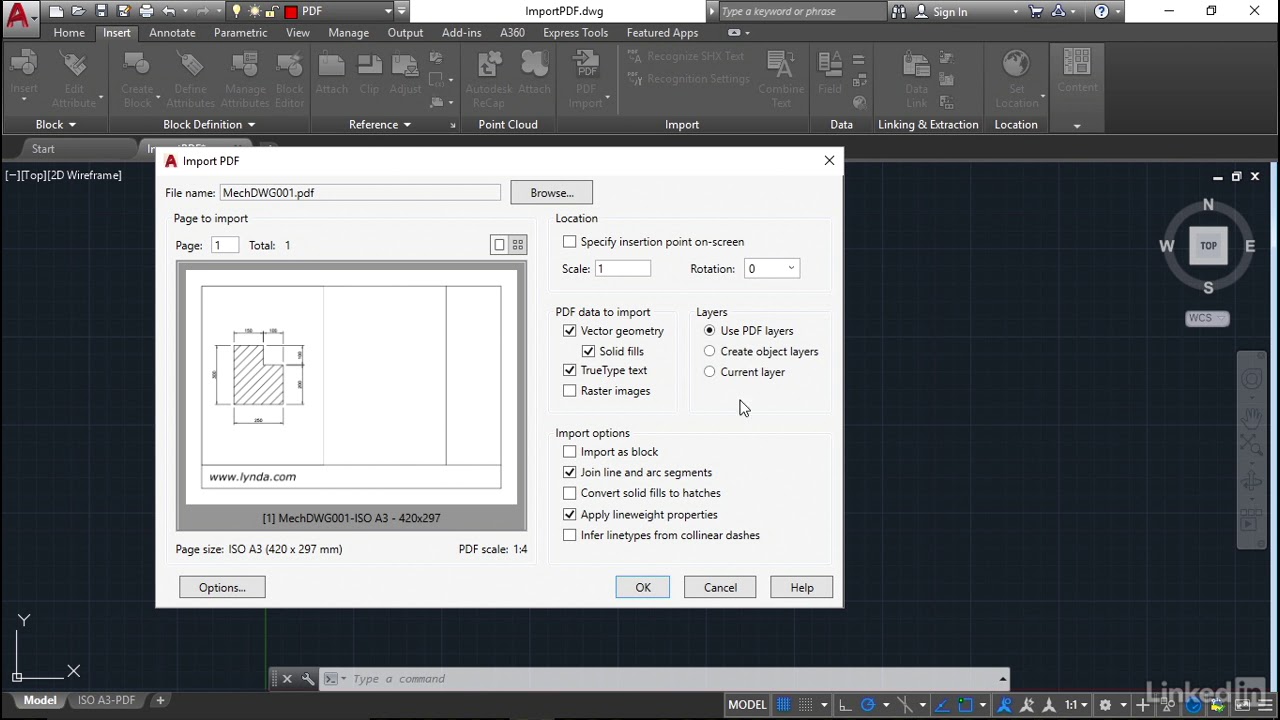 122 Using the PDFIMPORT command