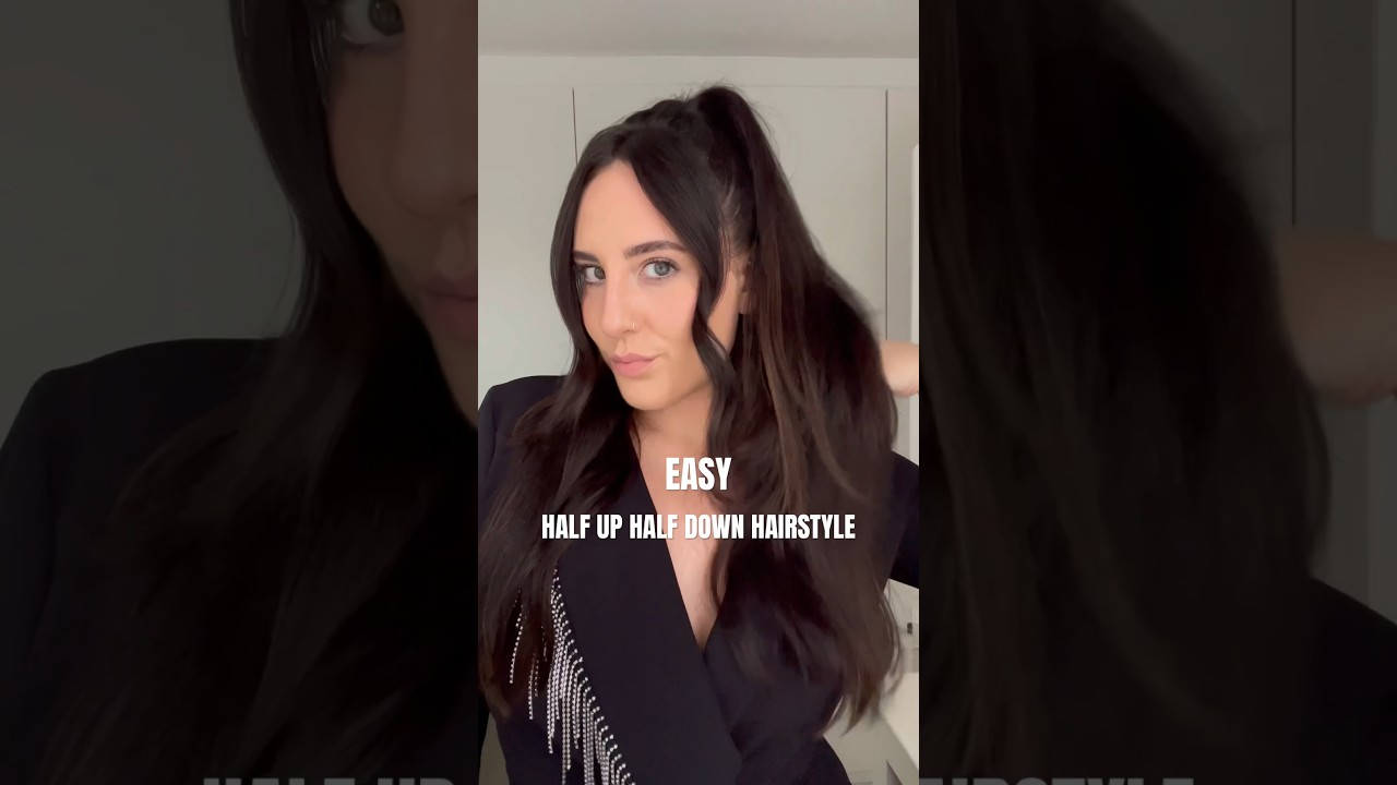 TRY this EASY hairstyle 🫶🏼 half up half down with curled bangs #hairtutorial #hairvideo #hair