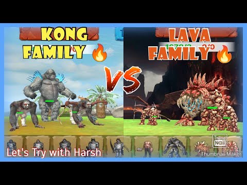 Kong Family vs Lava Family In Animal Revolt Battle Simulator | Upgrade Lava Animals & Upgrade Kong |