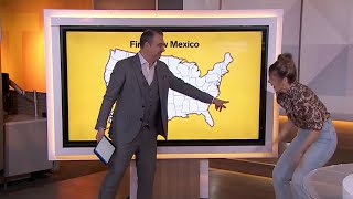 Canadian TV show hosts attempt to name U.S. states on a map