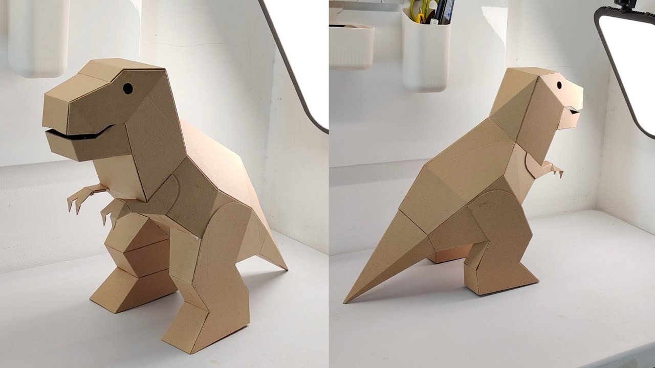 T-rex full body model Cardboard Template – DIY Props and Creative Displays Pattern (PDF, SVG, Resizeable) – Craft No. 3515 Video Walkthrough