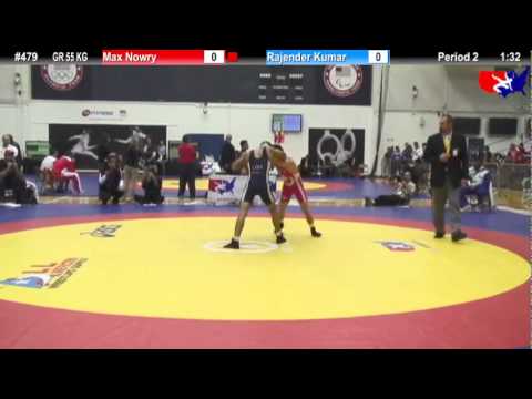 Schultz GR 55 KG Semifinal: Max Nowry (NYAC) vs. Rajender Kumar (India)