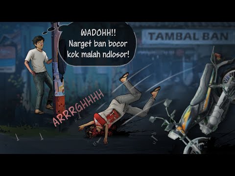 Persaingan Tukang Tambal Ban - Sebar Paku biar Jasa Laku #HORORMISTERI | Animasi Kartun  Hantu