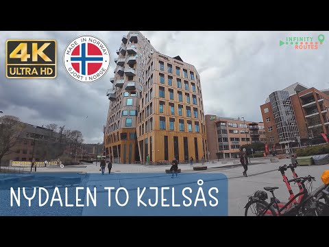 🚶City Walk Oslo: Nydalen to Kjelsås along Akerselva, Norway 🇳🇴 (4K, 60fps)