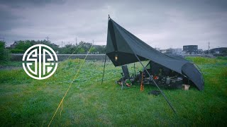 【キャンプ】#30 焚き火に釣りに焼き鳥、無骨キャンプギアで行く。タープとテントをドッキング！ブラックキャンプ。先輩達と過ごす贅沢な時間