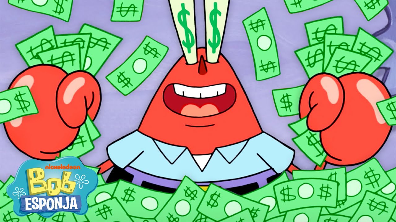 Bob Esponja | Don Cangrejo RODANDO sobre dinero durante 60 minutos 💸 | Bob Esponja en Español