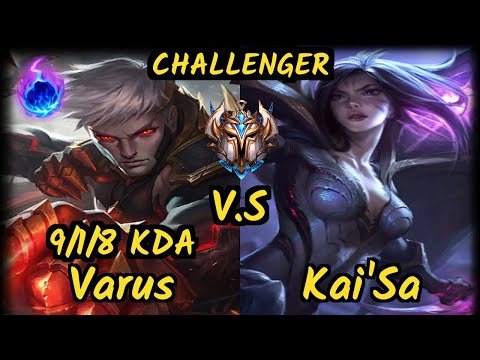 Praedyth (VARUS) vs KAI'SA - 9/1/8 KDA BOTTOM ADC CHALLENGER GAMEPLAY - OC