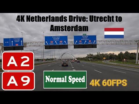 4K Netherlands Drive: Utrecht to Amsterdam.   A2 & A9